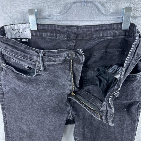 H&M Straight Leg Jeans Women's Size 38/32 High Rise Acid Wash Denim Black - Picture 5 of 13